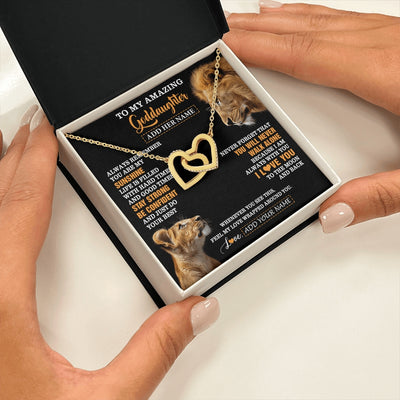Interlocking Hearts Necklace 18K Yellow Gold Finish | 2 | Personalized To My Amazing Goddaughter Necklace From Godfather Lion It A Big Hug Goddaughter Birthday Gifts Graduation Christmas Custom Gift Box Message Card | https://teecentury.