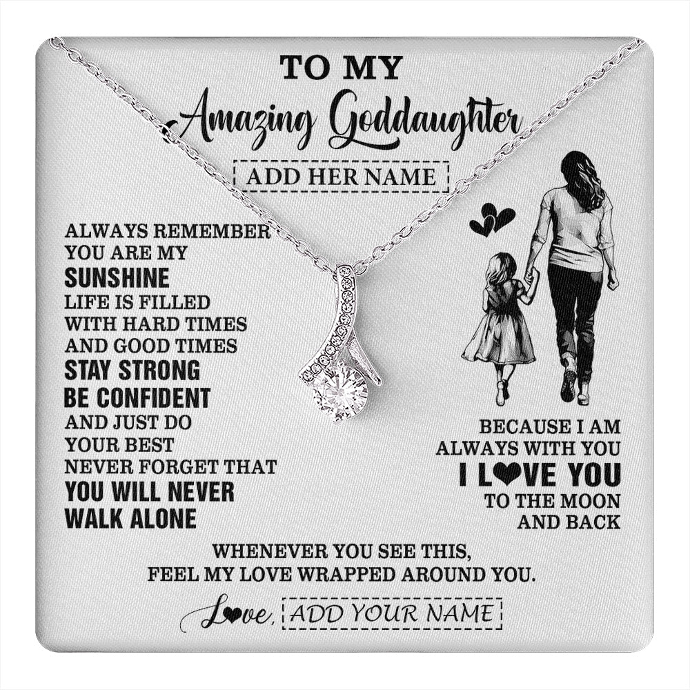 Alluring Beauty Necklace 14K White Gold Finish | 1 | Personalized To My Amazing Goddaughter Necklace From Godmother Aunt Woman It A Big Hug Goddaughter Birthday Gifts Graduation Christmas Gift Box Message Card | https://teecentury.