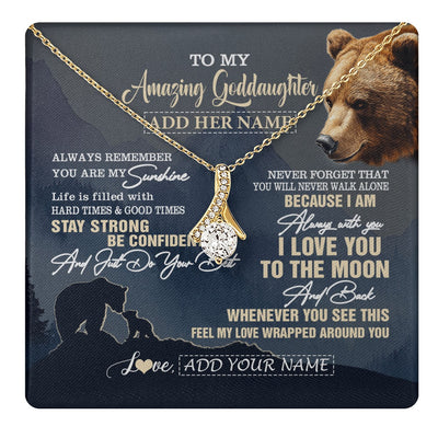 Alluring Beauty Necklace 18K Yellow Gold Finish | 1 | Personalized To My Amazing Goddaughter Necklace From Godmother Bear It A Big Hug Goddaughter Birthday Gifts Graduation Christmas Custom Gift Box Message Card | https://teecentury.