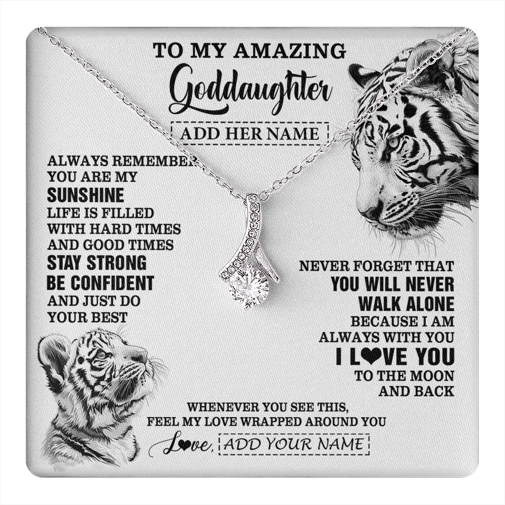 Alluring Beauty Necklace 14K White Gold Finish | 1 | Personalized To My Amazing Goddaughter Necklace From Godmother Godfather White Tiger It A Big Hug Goddaughter Birthday Gifts Christmas Gift Box Message Card | https://teecentury.