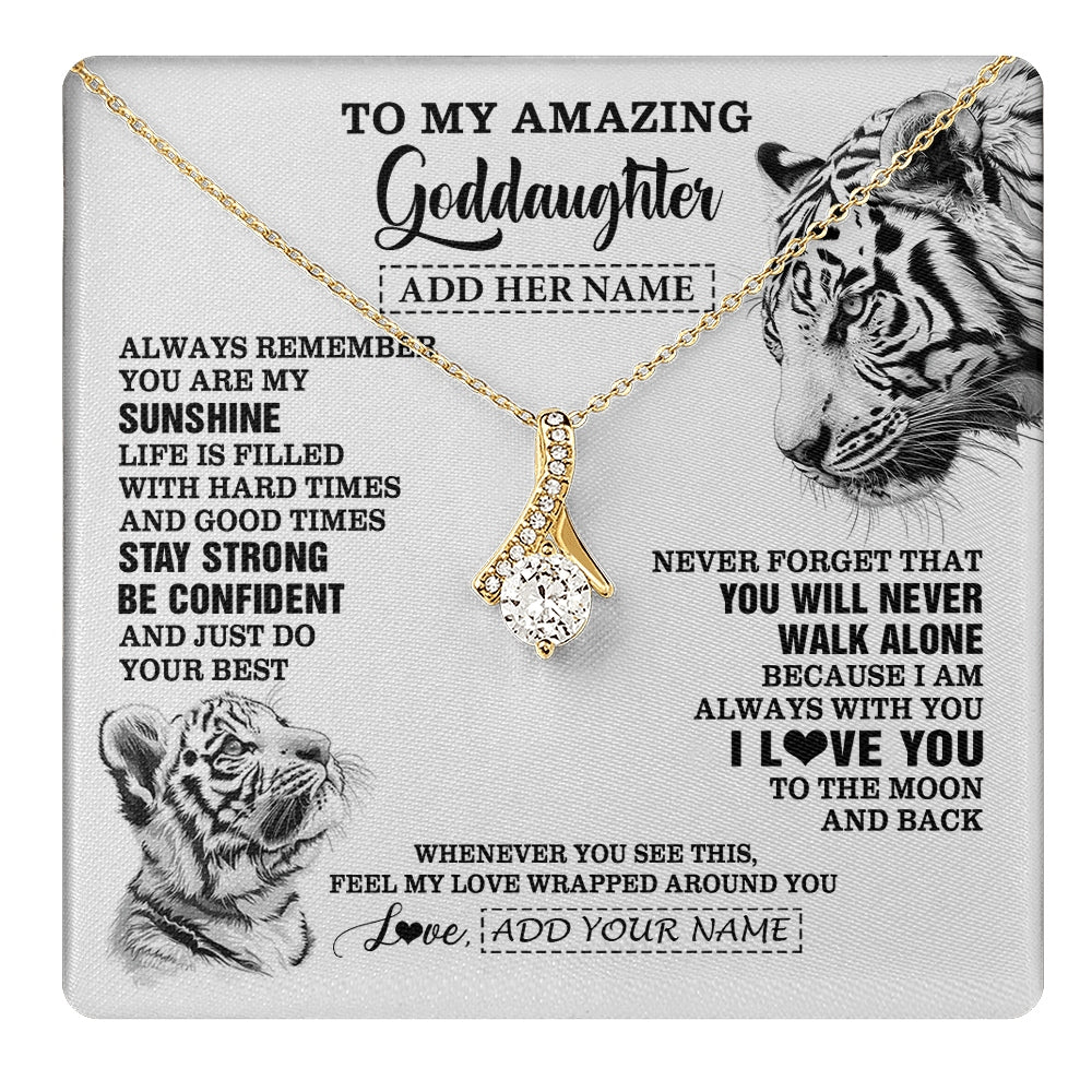 Alluring Beauty Necklace 18K Yellow Gold Finish | 1 | Personalized To My Amazing Goddaughter Necklace From Godmother Godfather White Tiger It A Big Hug Goddaughter Birthday Gifts Christmas Gift Box Message Card | https://teecentury.