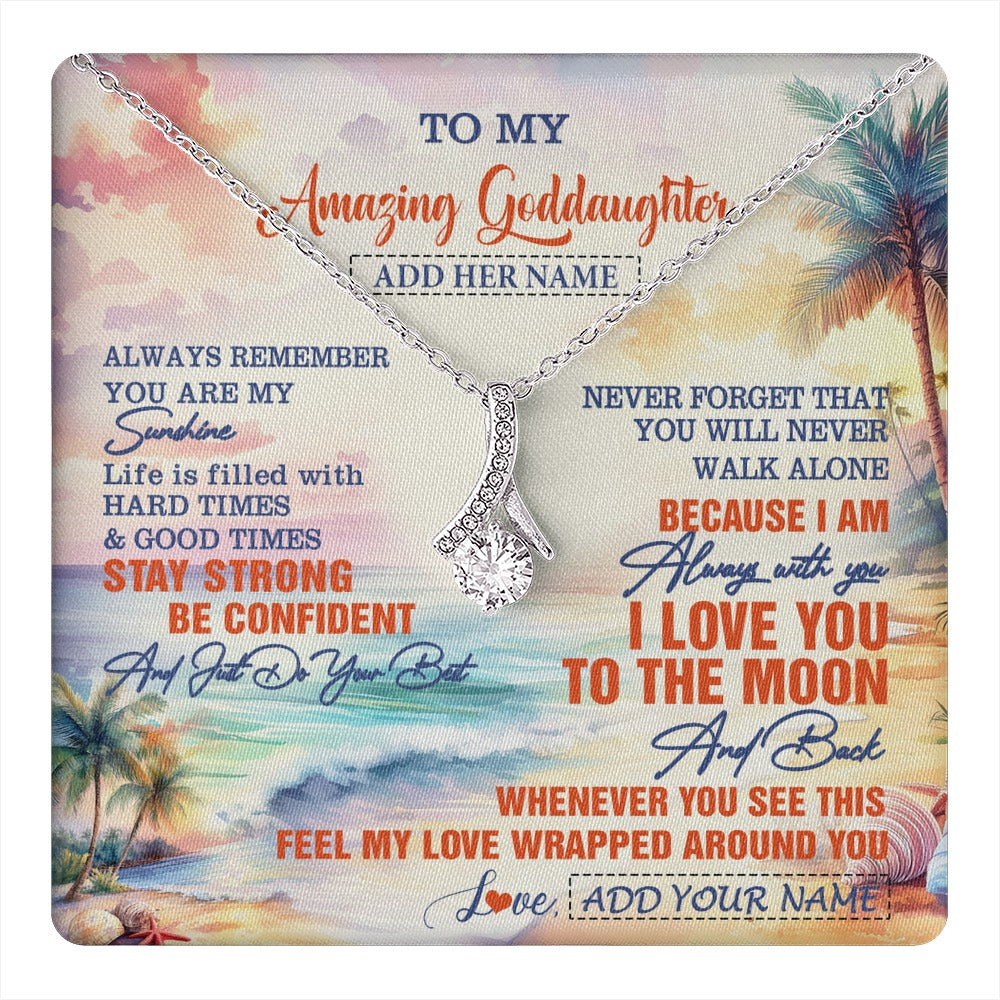 Alluring Beauty Necklace 14K White Gold Finish | 1 | Personalized To My Amazing Goddaughter Necklace From Godmother Uncle Beach It A Big Hug Goddaughter Birthday Gifts Graduation Christmas Gift Box Message Card Shirt & Hoodie | https://teecentury.