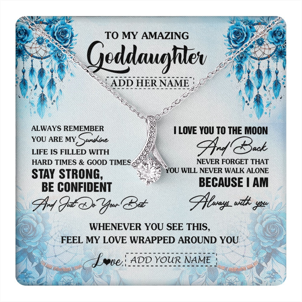Alluring Beauty Necklace 14K White Gold Finish | 1 | Personalized To My Amazing Goddaughter Necklace From Godmother Uncle Dream Catcher It A Big Hug Goddaughter Birthday Gifts Christmas Gift Box Message Card | https://teecentury.