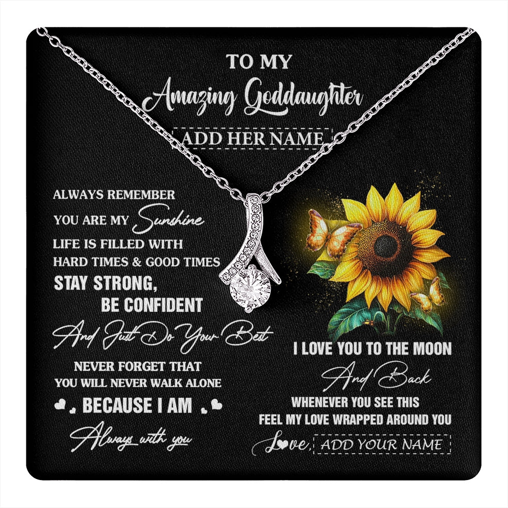 Alluring Beauty Necklace 14K White Gold Finish | 1 | Personalized To My Amazing Goddaughter Necklace From Godmother Uncle Sunflower It A Big Hug Goddaughter Birthday Gifts Christmas Custom Gift Box Message Card | https://teecentury.