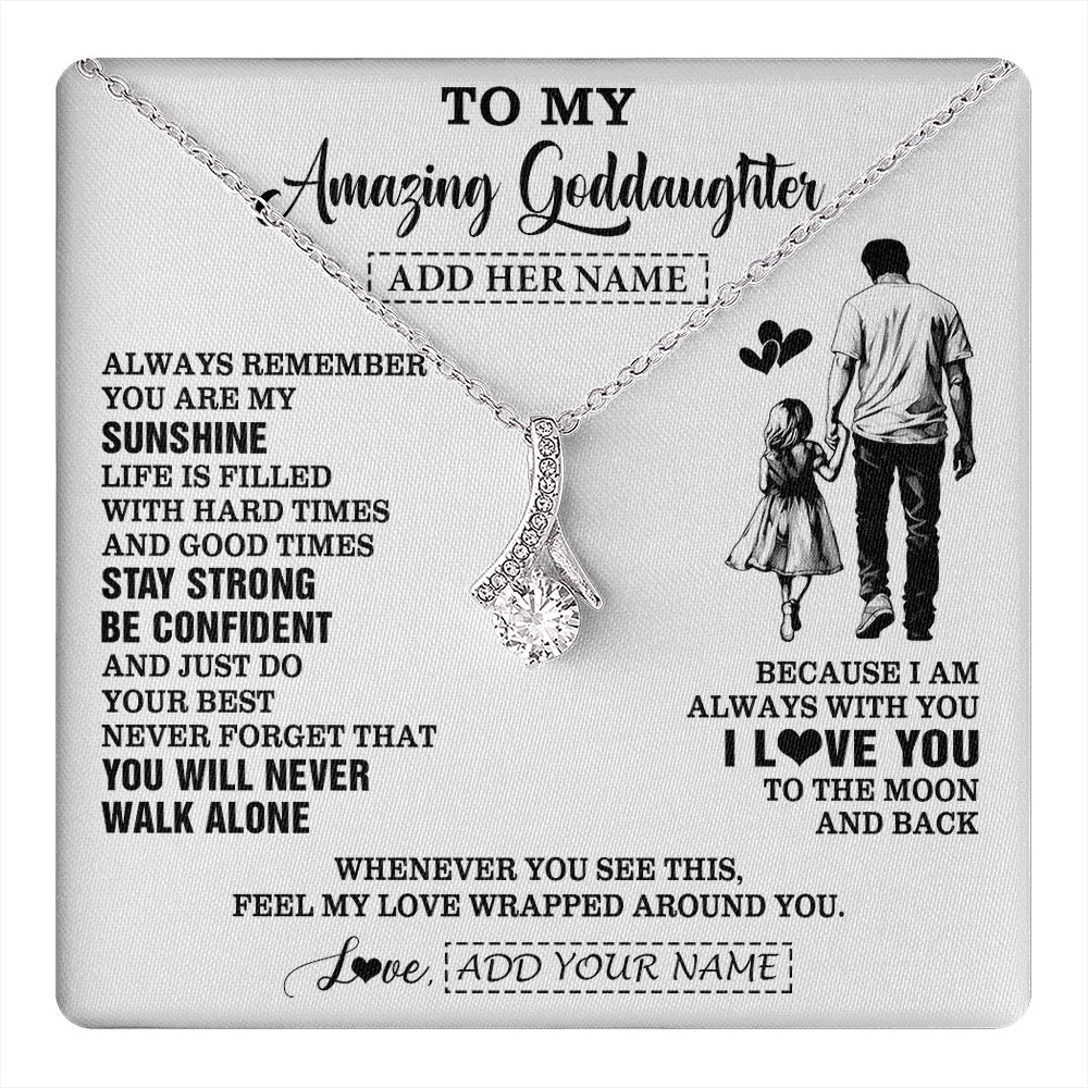 Alluring Beauty Necklace 14K White Gold Finish | 1 | Personalized To My Amazing Goddaughter Necklace From Uncle Godfather Man It A Big Hug Goddaughter Birthday Gifts Graduation Christmas Gift Box Message Card | https://teecentury.