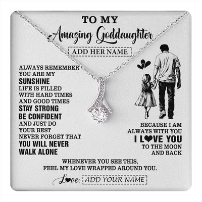 Alluring Beauty Necklace 14K White Gold Finish | 1 | Personalized To My Amazing Goddaughter Necklace From Uncle Godfather Man It A Big Hug Goddaughter Birthday Gifts Graduation Christmas Gift Box Message Card | https://teecentury.
