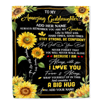 Personalized To My Amazing Goddaughter Sunflower Blanket From Godmother My Sunshine Goddaughter Birthday Gifts Graduation Christmas Customized Fleece Blanket | teecentury