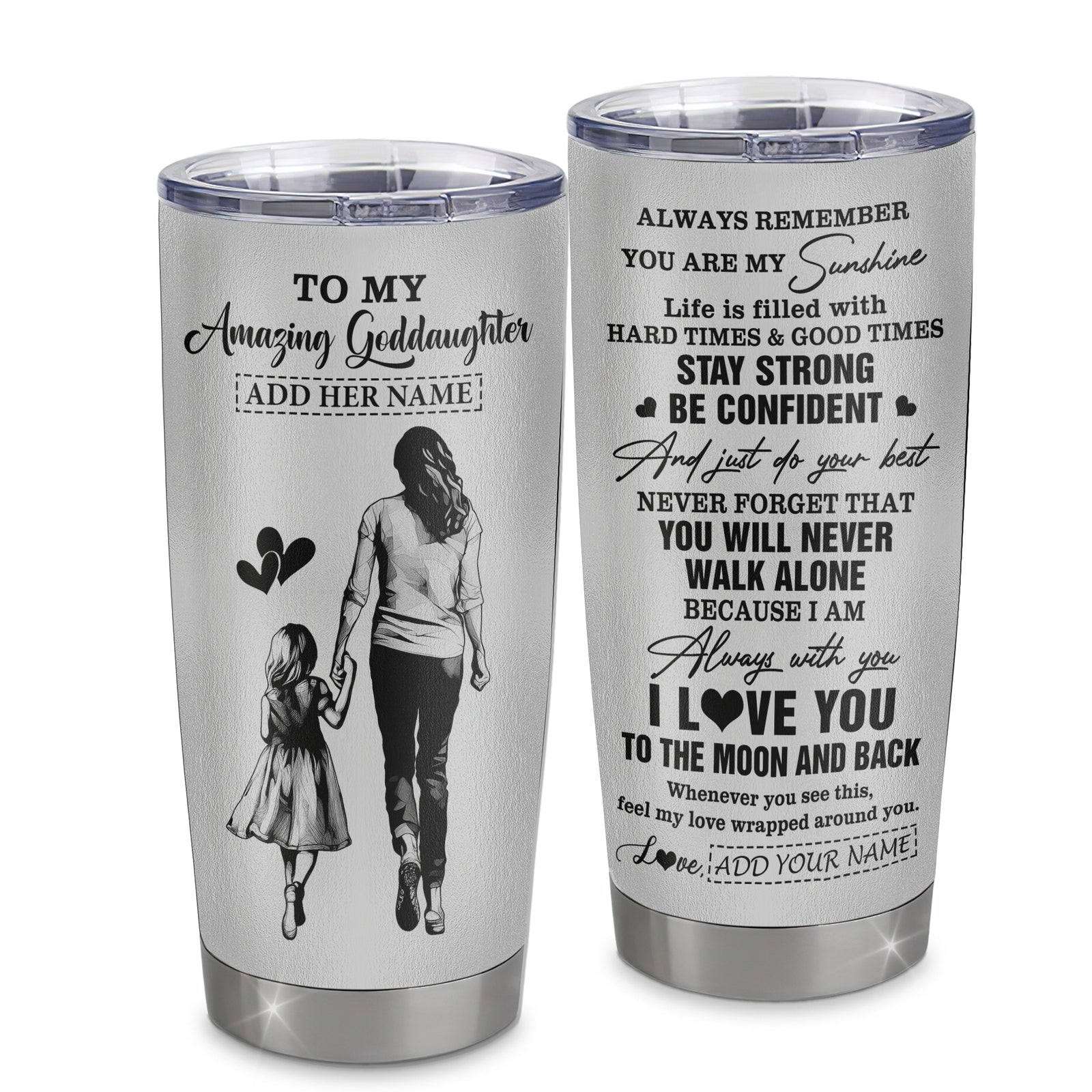 Personalized To My Amazing Goddaughter Tumbler From Godmother Aunt Woman It A Big Hug Goddaughter Birthday Gifts Graduation Christmas Custom Stainless Steel Travel Mug | teecentury
