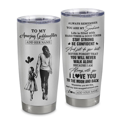 Personalized To My Amazing Goddaughter Tumbler From Godmother Aunt Woman It A Big Hug Goddaughter Birthday Gifts Graduation Christmas Custom Stainless Steel Travel Mug | teecentury