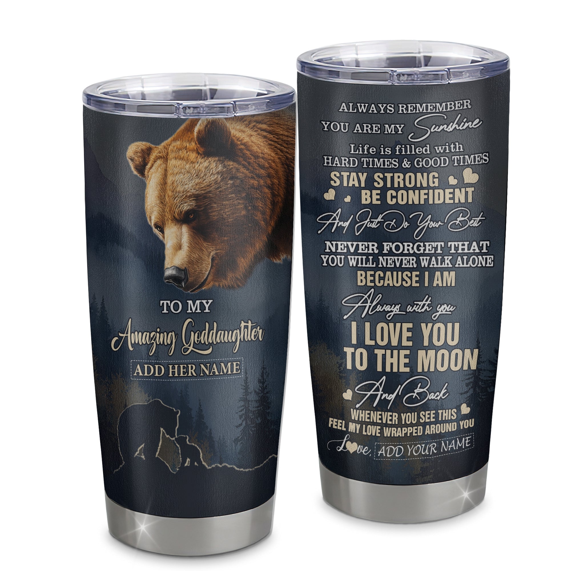 Personalized To My Amazing Goddaughter Tumbler From Godmother Uncle Bear It A Big Hug Goddaughter Birthday Gifts Graduation Christmas Custom Stainless Steel Travel Mug Shirt & Hoodie | teecentury