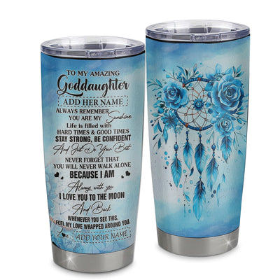 Personalized To My Amazing Goddaughter Tumbler From Godmother Uncle Dream Catcher It A Big Hug Goddaughter Birthday Gifts Christmas Stainless Steel Insulated Mug | teecentury