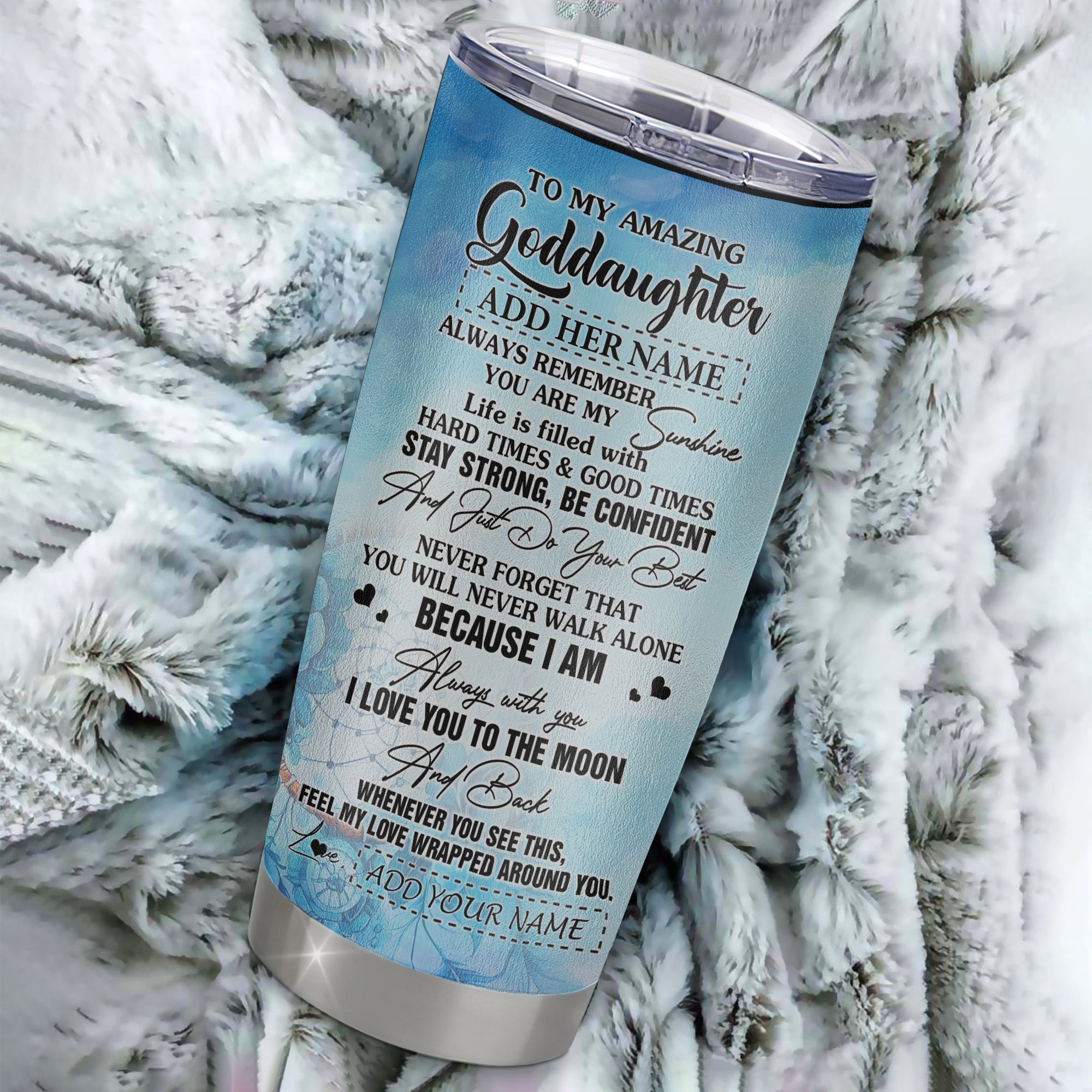 Personalized To My Amazing Goddaughter Tumbler From Godmother Uncle Dream Catcher It A Big Hug Goddaughter Birthday Gifts Christmas Stainless Steel Insulated Mug | teecentury