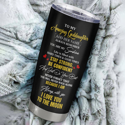 Personalized To My Amazing Goddaughter Tumbler From Godmother Uncle Sunflower It A Big Hug Goddaughter Birthday Gifts Christmas Custom Stainless Steel Travel Mug | teecentury