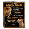 Personalized To My Amazing Godson Blanket From Godfather Uncle Lion It A Big Hug Godson Birthday Gifts Graduation Christmas Customized Fleece Throw Blanket | teecentury