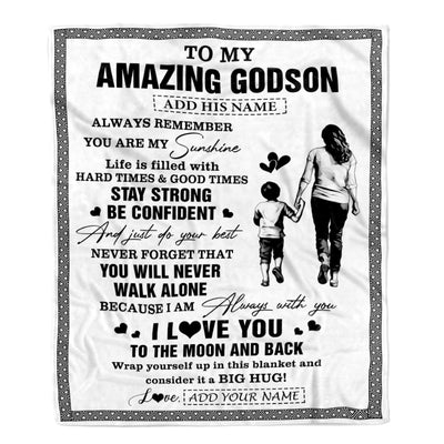 Personalized To My Amazing Godson Blanket From Godmother Aunt Woman It A Big Hug Godson Birthday Gifts Graduation Christmas Customized Fleece Throw Blanket | teecentury