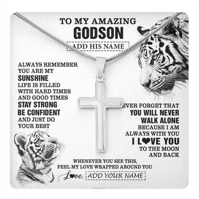 Stainless Cross Necklace Stainless Steel | 1 | Personalized To My Amazing Godson Necklace From Godmother Godfather White Tiger It A Big Hug Godson Birthday Gifts Graduation Christmas Gift Box Message Card | https://teecentury.