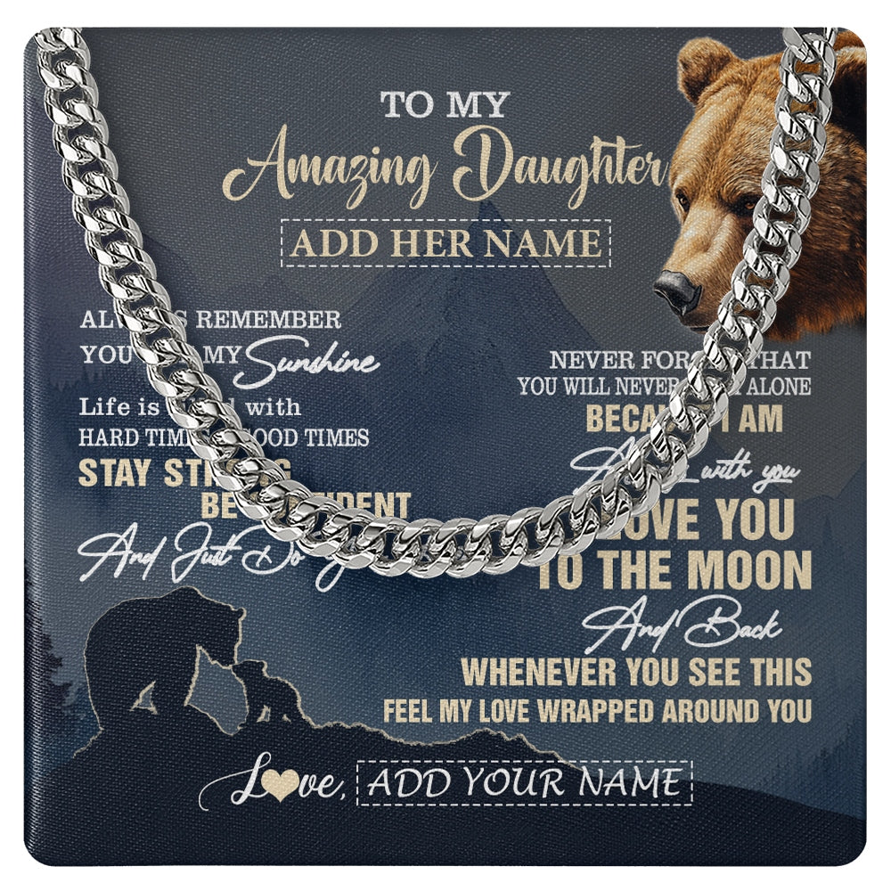 Cuban Link Chain Necklace Stainless Steel | 1 | Personalized To My Amazing Godson Necklace From Godmother Uncle Bear It A Big Hug Godson Birthday Gifts Graduation Christmas Custom Gift Box Message Card | https://teecentury.