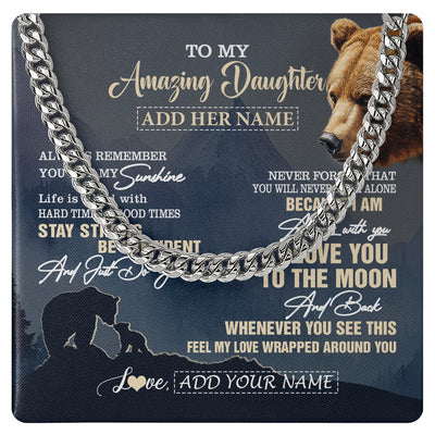 Cuban Link Chain Necklace Stainless Steel | 1 | Personalized To My Amazing Godson Necklace From Godmother Uncle Bear It A Big Hug Godson Birthday Gifts Graduation Christmas Custom Gift Box Message Card | https://teecentury.