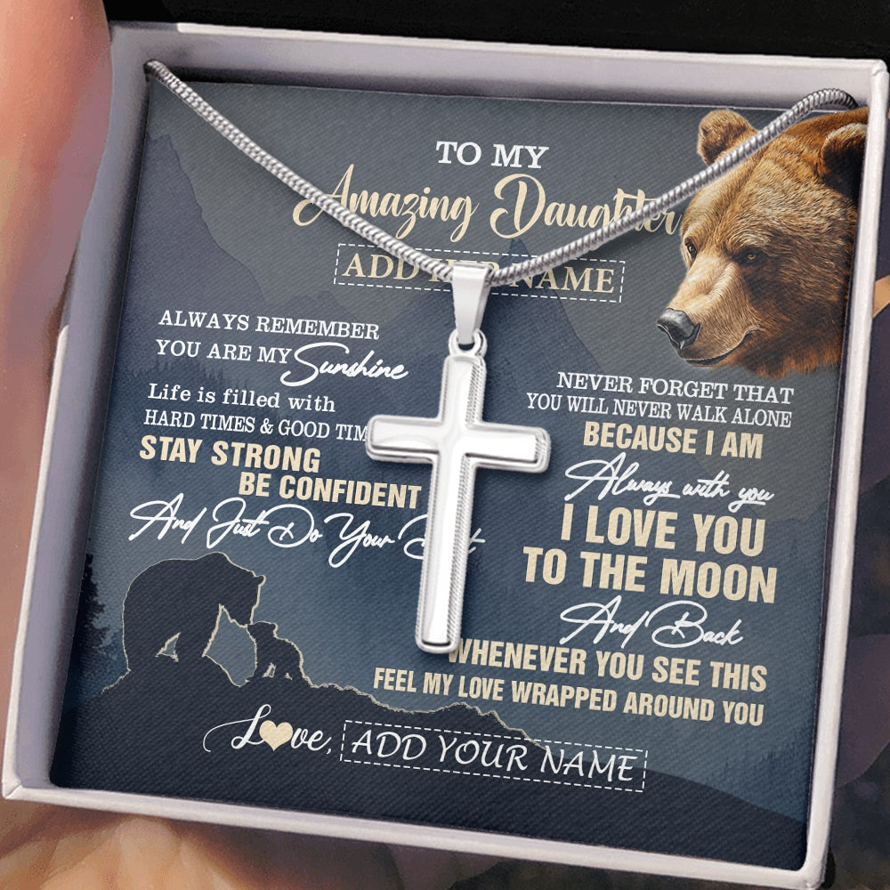 Stainless Cross Necklace Stainless Steel | 2 | Personalized To My Amazing Godson Necklace From Godmother Uncle Bear It A Big Hug Godson Birthday Gifts Graduation Christmas Custom Gift Box Message Card | https://teecentury.