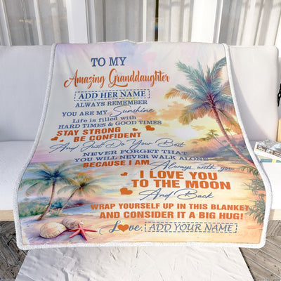 Personalized To My Amazing Granddaughter Blanket From Grandma Grandpa Beach It A Big Hug Granddaughter Birthday Gifts Graduation Christmas Fleece Blanket | teecentury