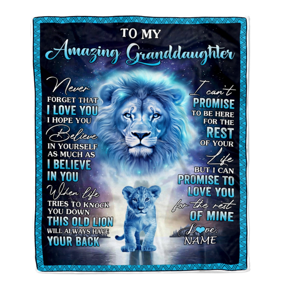 Personalized To My Amazing Granddaughter Blanket From Grandma Grandpa Lion Never Forget I Love You Birthday Graduation Christmas Customized Fleece Blanket Blanket | Teecentury.com