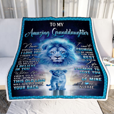 Personalized To My Amazing Granddaughter Blanket From Grandma Grandpa Lion Never Forget I Love You Birthday Graduation Christmas Customized Fleece Blanket Blanket | Teecentury.com