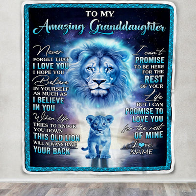 Personalized To My Amazing Granddaughter Blanket From Grandma Grandpa Lion Never Forget I Love You Birthday Graduation Christmas Customized Fleece Blanket Blanket | Teecentury.com