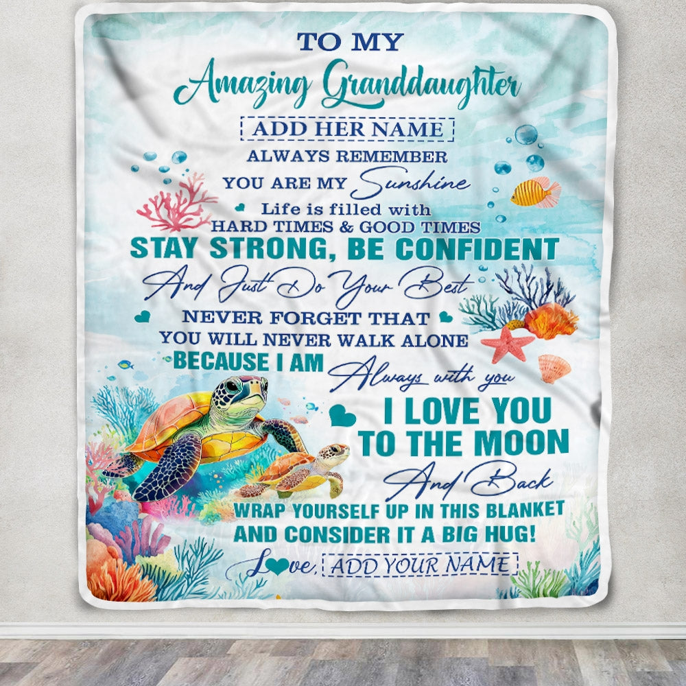 Personalized To My Amazing Granddaughter Blanket From Grandma Grandpa Turtle It A Big Hug Granddaughter Birthday Gifts Graduation Christmas Fleece Blanket | teecentury