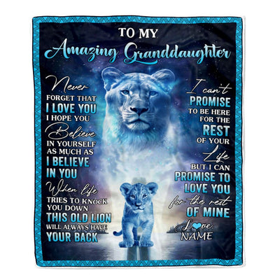 Personalized To My Amazing Granddaughter Blanket From Grandma Lion Never Forget I Love You Granddaughter Birthday Gift Christmas Customized Fleece Blanket | teecentury