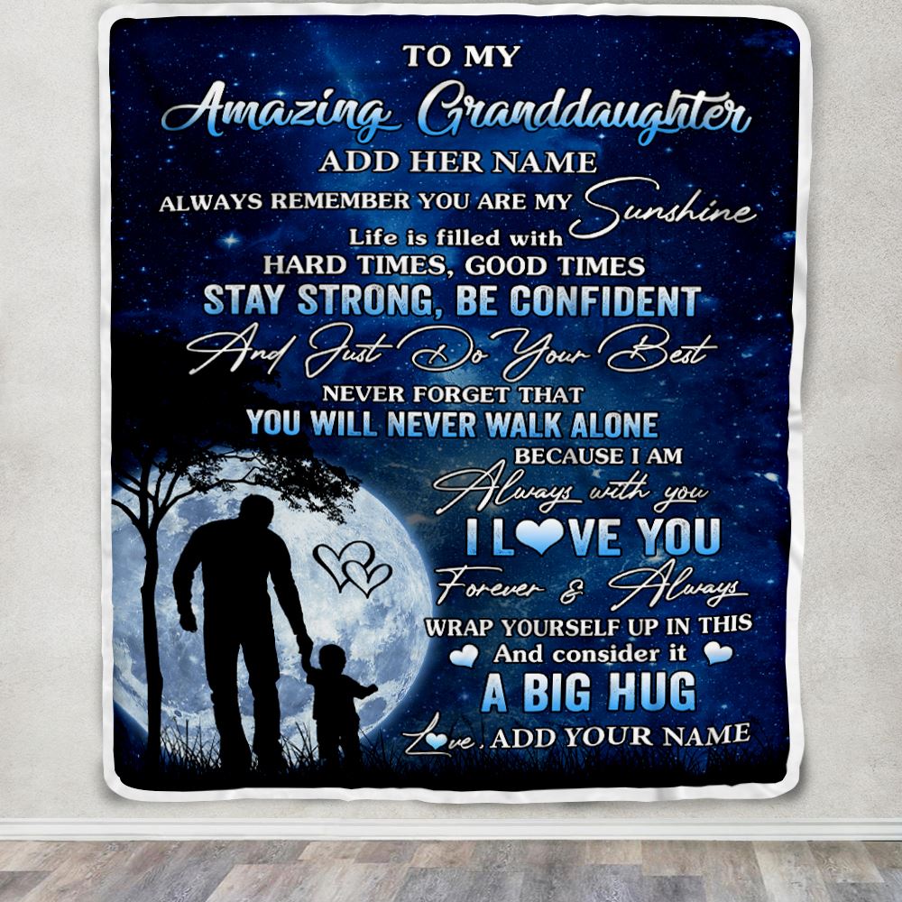 Personalized To My Amazing Granddaughter Blanket From Papa Grandpa My Sunshine Granddaughter Birthday Gifts Graduation Christmas Fleece Throw Blanket | teecentury