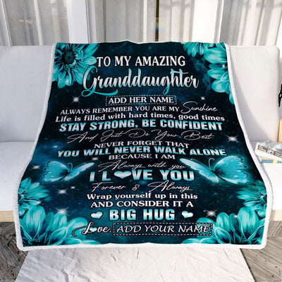 Personalized To My Amazing Granddaughter Butterfly Blanket From Grandma Grandpa My Sunshine Granddaughter Birthday Gifts Graduation Christmas Fleece Blanket | teecentury
