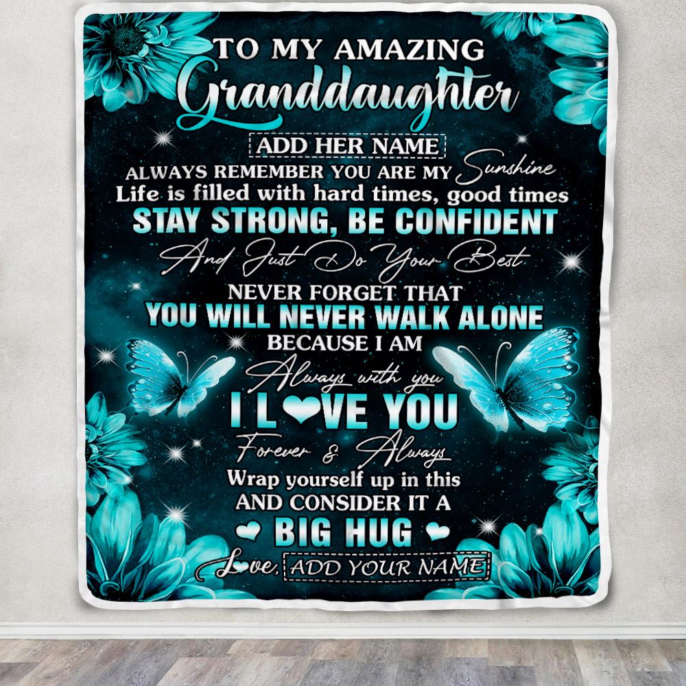 Personalized To My Amazing Granddaughter Butterfly Blanket From Grandma Grandpa My Sunshine Granddaughter Birthday Gifts Graduation Christmas Fleece Blanket | teecentury