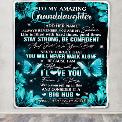 Personalized To My Amazing Granddaughter Butterfly Blanket From Grandma Grandpa My Sunshine Granddaughter Birthday Gifts Graduation Christmas Fleece Blanket | teecentury