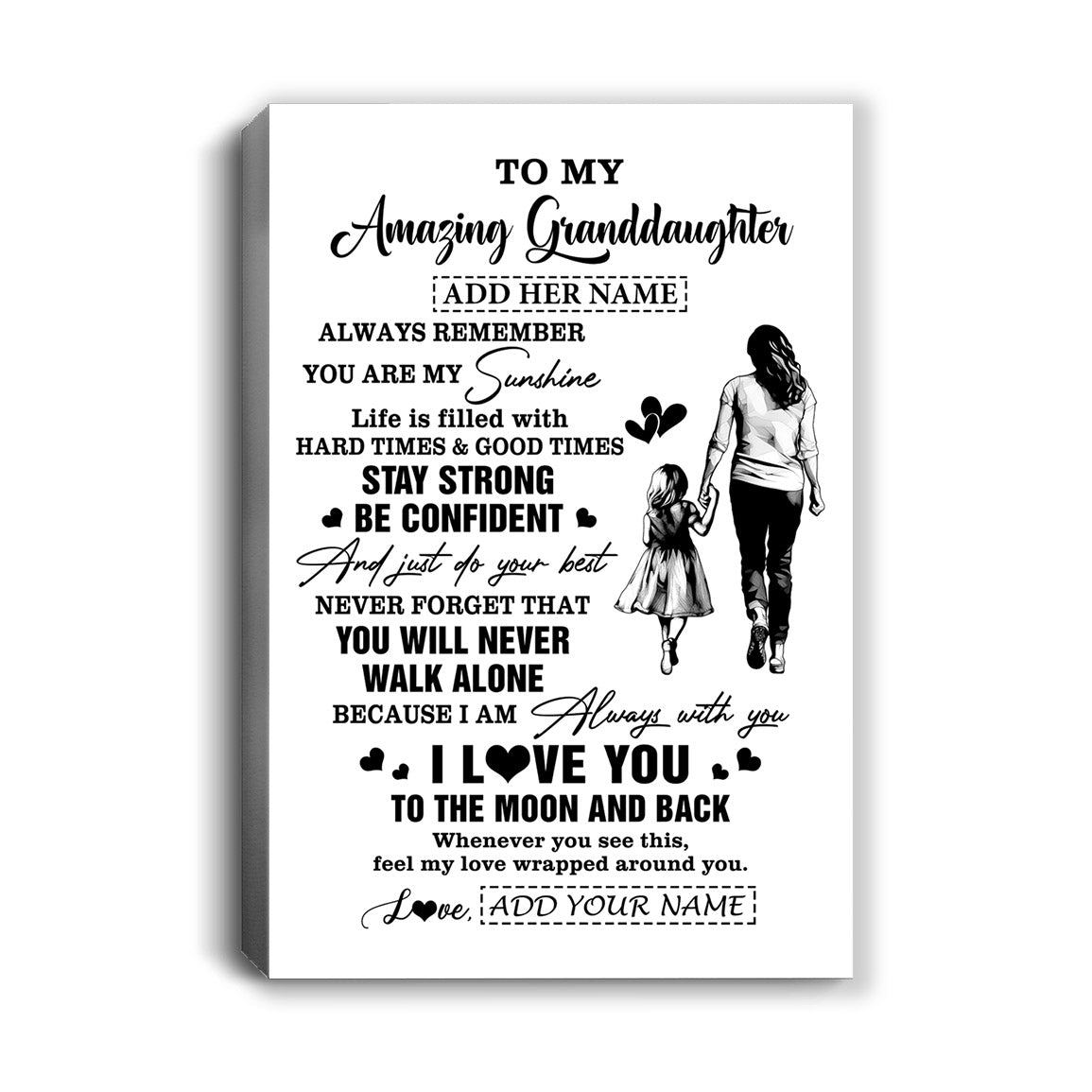 Personalized To My Amazing Granddaughter Canvas From Grandma Gigi Woman It A Big Hug Granddaughter Birthday Gifts Graduation Christmas Custom Wall Art Framed Canvas | teecentury