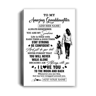 Personalized To My Amazing Granddaughter Canvas From Grandma Gigi Woman It A Big Hug Granddaughter Birthday Gifts Graduation Christmas Custom Wall Art Framed Canvas | teecentury