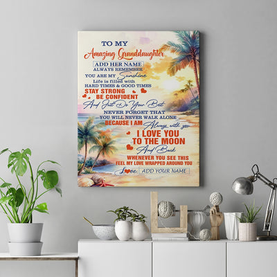 Personalized To My Amazing Granddaughter Canvas From Grandma Grandpa Beach It A Big Hug Granddaughter Birthday Gifts Graduation Christmas Custom Wall Art Framed Canvas | teecentury