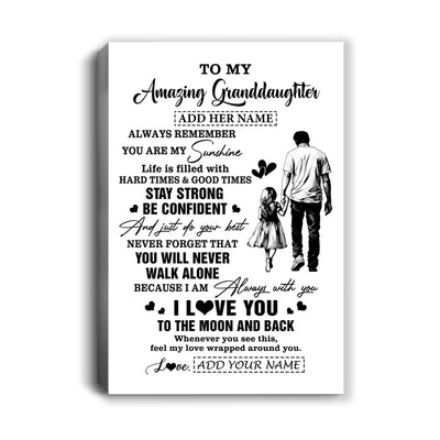 Personalized To My Amazing Granddaughter Canvas From Grandpa Papa Man It A Big Hug Granddaughter Birthday Gifts Graduation Christmas Custom Wall Art Framed Canvas | teecentury