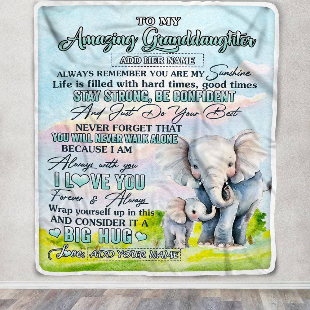 Personalized To My Amazing Granddaughter Elephant Blanket From Grandma Grandpa My Sunshine Granddaughter Birthday Gifts Graduation Christmas Fleece Blanket | teecentury