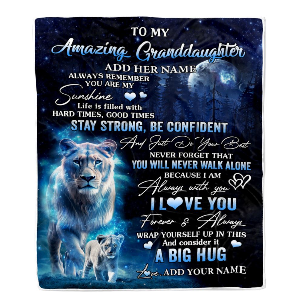 Personalized To My Amazing Granddaughter Lion Blanket From Grandma Gigi My Sunshine Granddaughter Birthday Gifts Graduation Christmas Fleece Throw Blanket | teecentury
