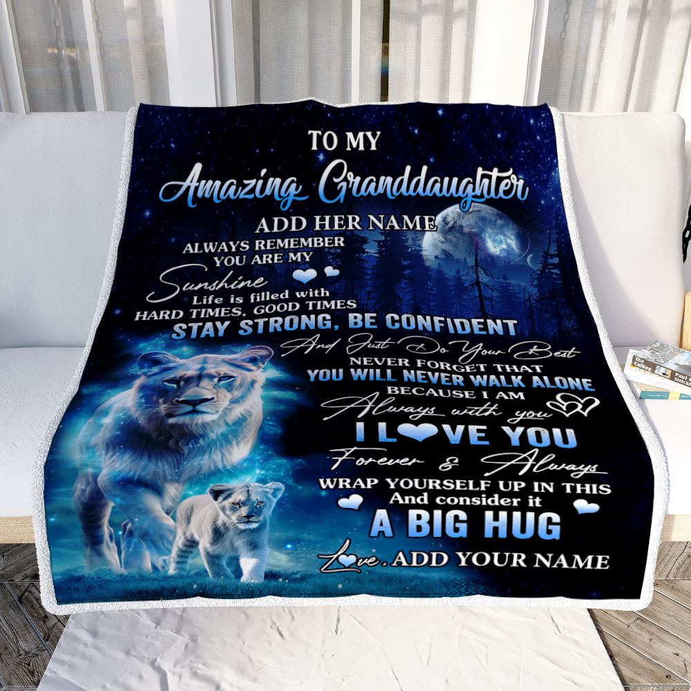 Personalized To My Amazing Granddaughter Lion Blanket From Grandma Gigi My Sunshine Granddaughter Birthday Gifts Graduation Christmas Fleece Throw Blanket | teecentury