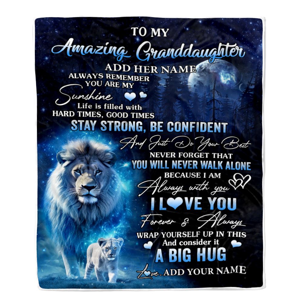 Personalized To My Amazing Granddaughter Lion Blanket From Grandpa Papa My Sunshine Granddaughter Birthday Gifts Graduation Christmas Fleece Throw Blanket | teecentury