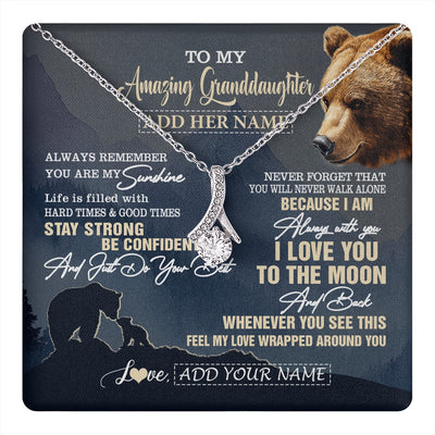 Alluring Beauty Necklace 14K White Gold Finish | 1 | Personalized To My Amazing Granddaughter Necklace From Grandma Grandpa Bear It A Big Hug Granddaughter Birthday Gifts Christmas Custom Gift Box Message Card | https://teecentury.