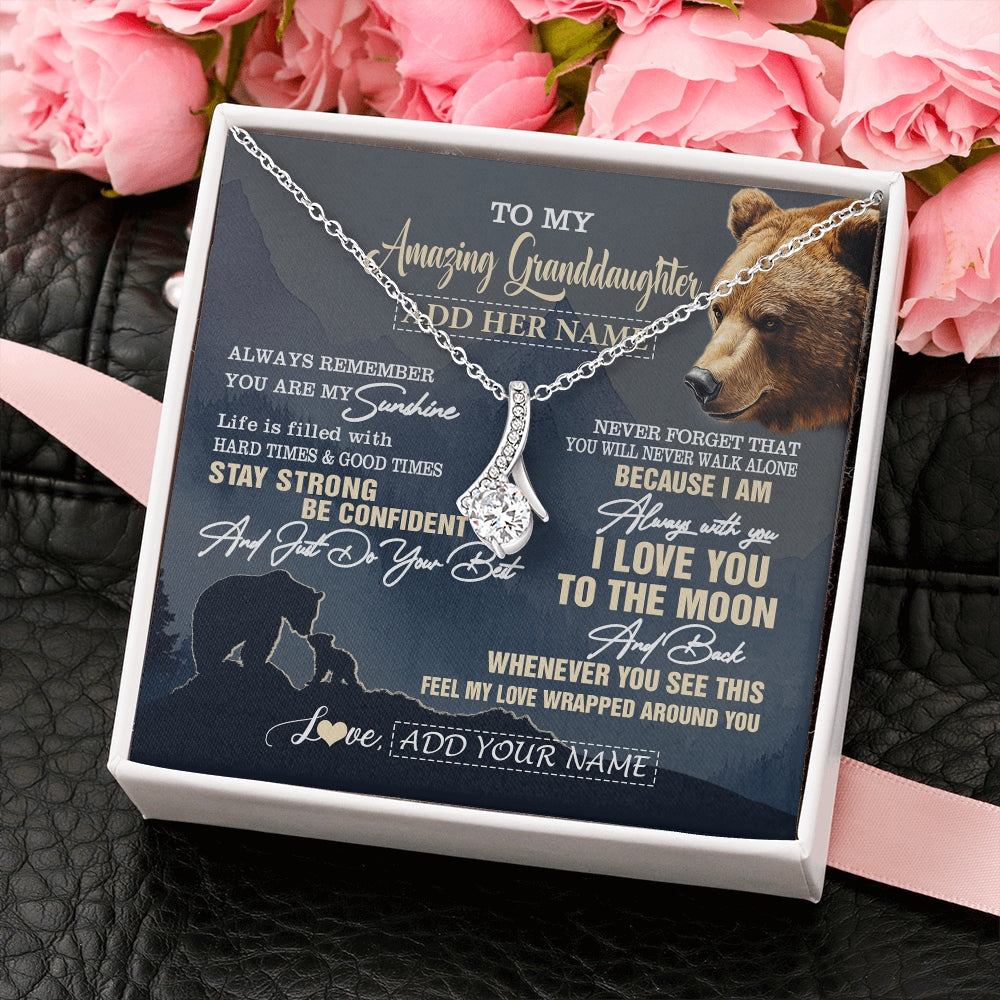 Alluring Beauty Necklace 14K White Gold Finish | 2 | Personalized To My Amazing Granddaughter Necklace From Grandma Grandpa Bear It A Big Hug Granddaughter Birthday Gifts Christmas Custom Gift Box Message Card | https://teecentury.
