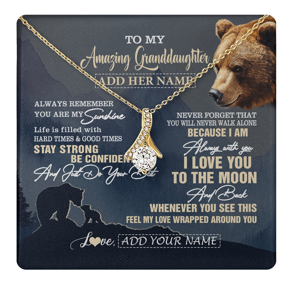 Alluring Beauty Necklace 18K Yellow Gold Finish | 1 | Personalized To My Amazing Granddaughter Necklace From Grandma Grandpa Bear It A Big Hug Granddaughter Birthday Gifts Christmas Custom Gift Box Message Card | https://teecentury.