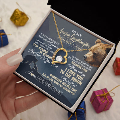 Forever Love Necklace 18K Yellow Gold Finish | 2 | Personalized To My Amazing Granddaughter Necklace From Grandma Grandpa Bear It A Big Hug Granddaughter Birthday Gifts Christmas Custom Gift Box Message Card | https://teecentury.