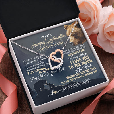 Interlocking Hearts Necklace Stainless Steel & Rose Gold Finish | 2 | Personalized To My Amazing Granddaughter Necklace From Grandma Grandpa Bear It A Big Hug Granddaughter Birthday Gifts Christmas Custom Gift Box Message Card | https://teecentury.