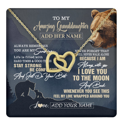 Interlocking Hearts Necklace 18K Yellow Gold Finish | 1 | Personalized To My Amazing Granddaughter Necklace From Grandma Grandpa Bear It A Big Hug Granddaughter Birthday Gifts Christmas Custom Gift Box Message Card | https://teecentury.