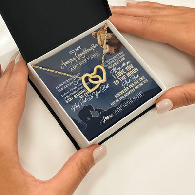 Interlocking Hearts Necklace 18K Yellow Gold Finish | 2 | Personalized To My Amazing Granddaughter Necklace From Grandma Grandpa Bear It A Big Hug Granddaughter Birthday Gifts Christmas Custom Gift Box Message Card | https://teecentury.