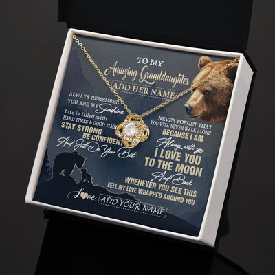 Love Knot Necklace 18K Yellow Gold Finish | 2 | Personalized To My Amazing Granddaughter Necklace From Grandma Grandpa Bear It A Big Hug Granddaughter Birthday Gifts Christmas Custom Gift Box Message Card | https://teecentury.