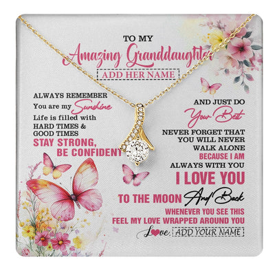 Alluring Beauty Necklace 18K Yellow Gold Finish | 1 | Personalized To My Amazing Granddaughter Necklace From Grandma Grandpa Butterfly It A Big Hug Granddaughter Birthday Gifts Christmas Gift Box Message Card | https://teecentury.